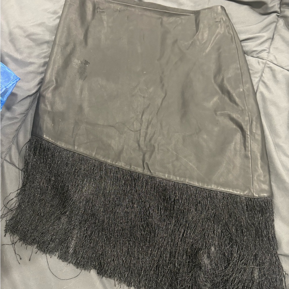 Express Black Pencil Skirt with Fringe